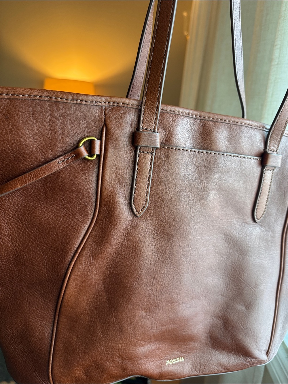 Fossil Chestnut Brown Leather Tote - Picture 11 of 14